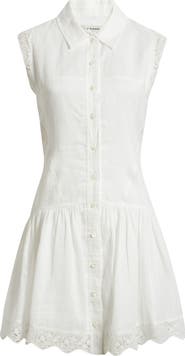 FRAME The Embroidered Ramie Button-Up Dress