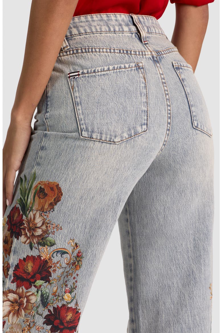 Chic High Waist Floral Embroidered Straight Leg Jeans, Alternate, color, RCKT FLRRD