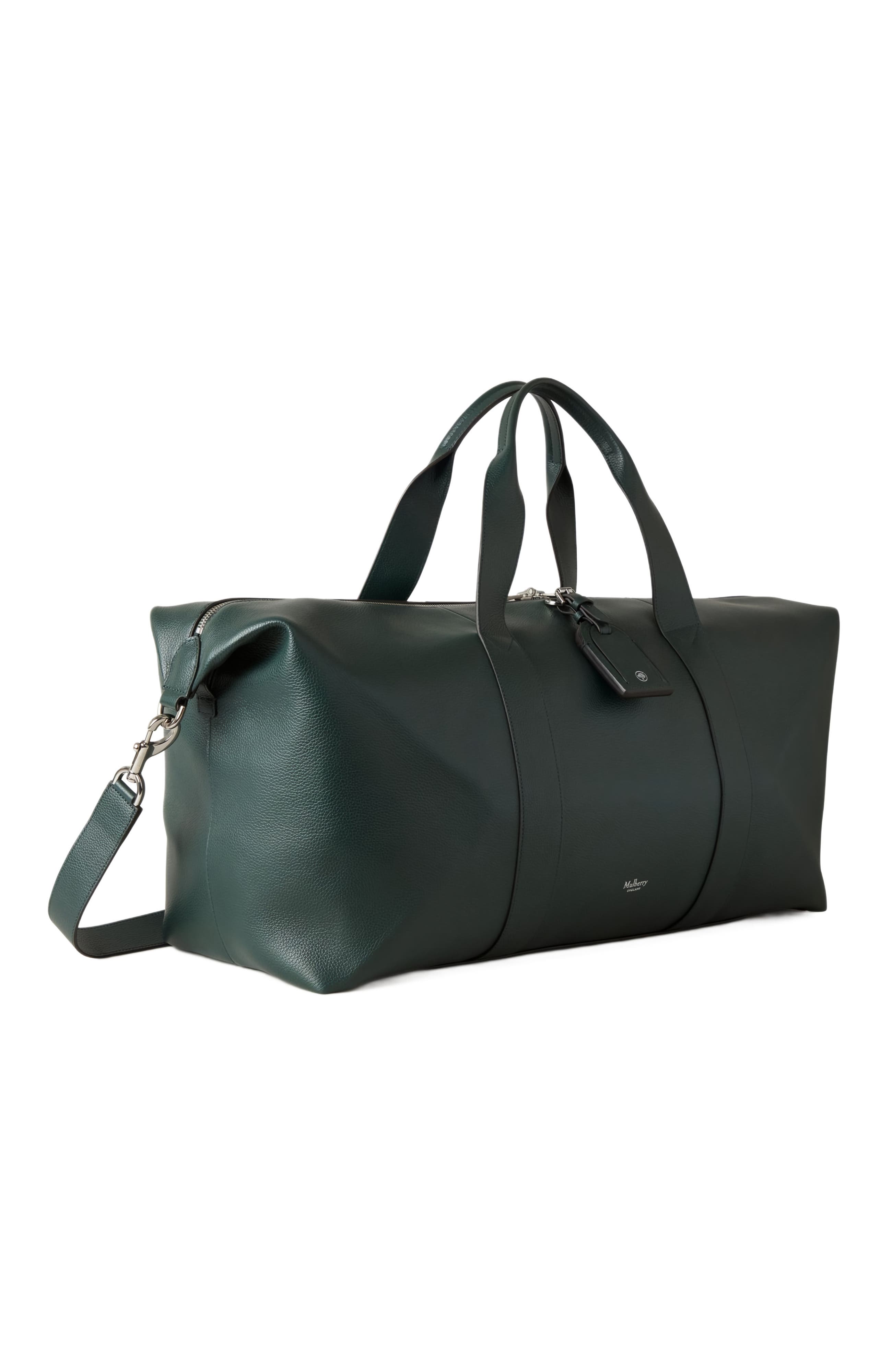 Mulberry Heritage Leather Medium Clipper Duffle, Alternate, color, Mulberry Green