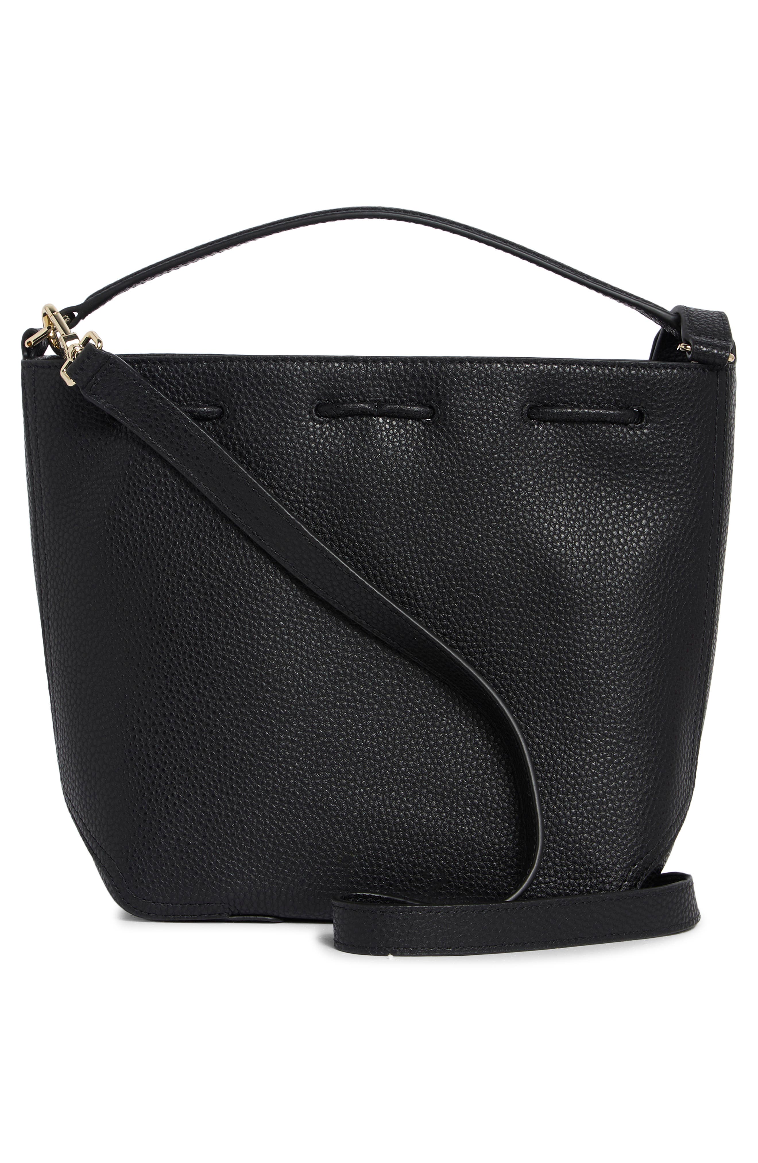 Furla Atena Leather Bucket Bag, Alternate, color, Nero