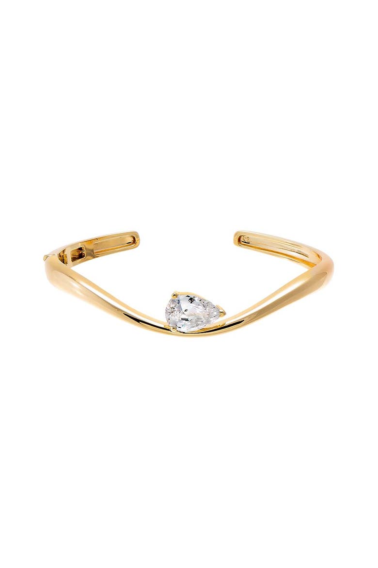 CZ Pear Swirled Open Bangle, Main, color, Gold