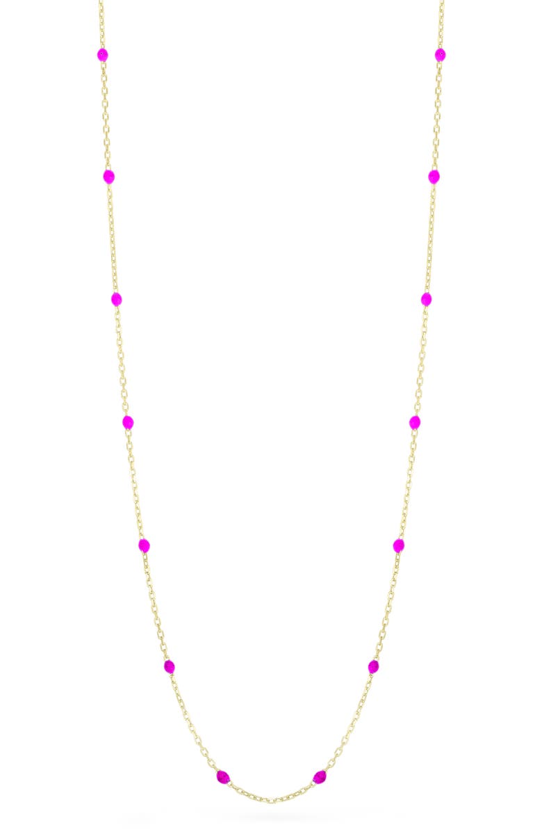 Ember Fine Jewelry 14K Gold Beaded Enamel Station Necklace, Main, color, Gold