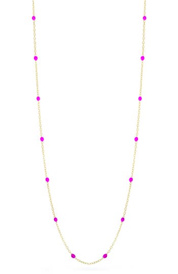 Ember Fine Jewelry 14k Gold Beaded Enamel Station Necklace In Gray