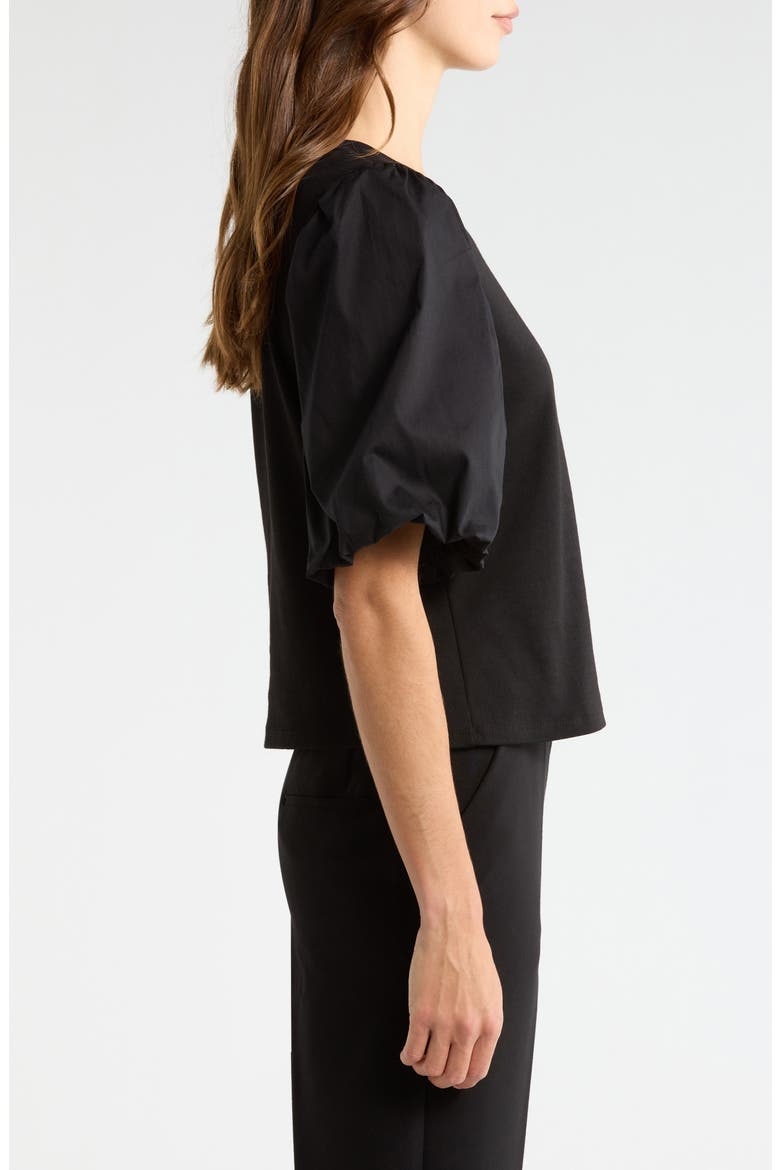 Puff Sleeve Knit Top, Alternate, color, RICH BLACK