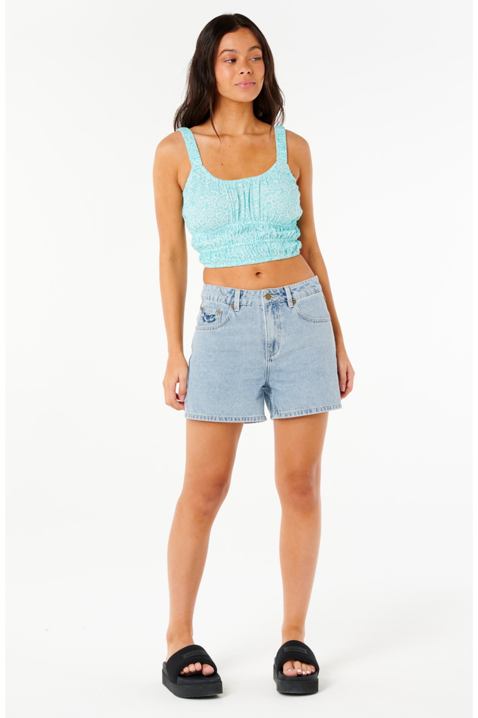 Crop Top Rip Rip Curl Neon Isles Smocked Crop Top (Women) | Nordstrom