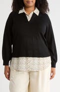 Adrianna Papell V-Neck Twofer Sweater