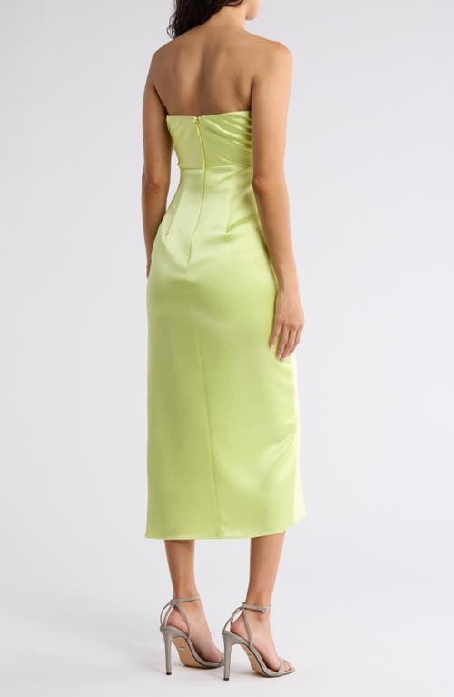 Shop Cinq À Sept Neve Strapless Satin Gown In Lime Kiss