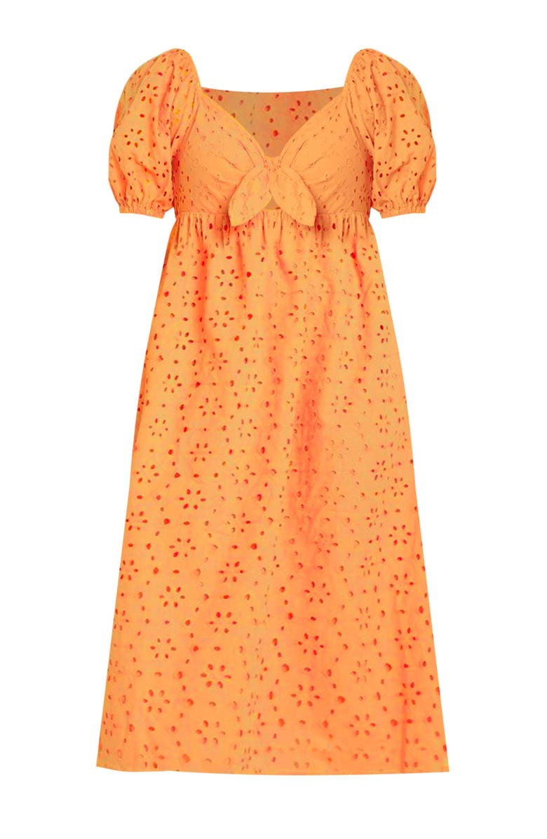 ELOQUII Eyelet Tie Front Maxi Dress, Alternate, color, Firecracker