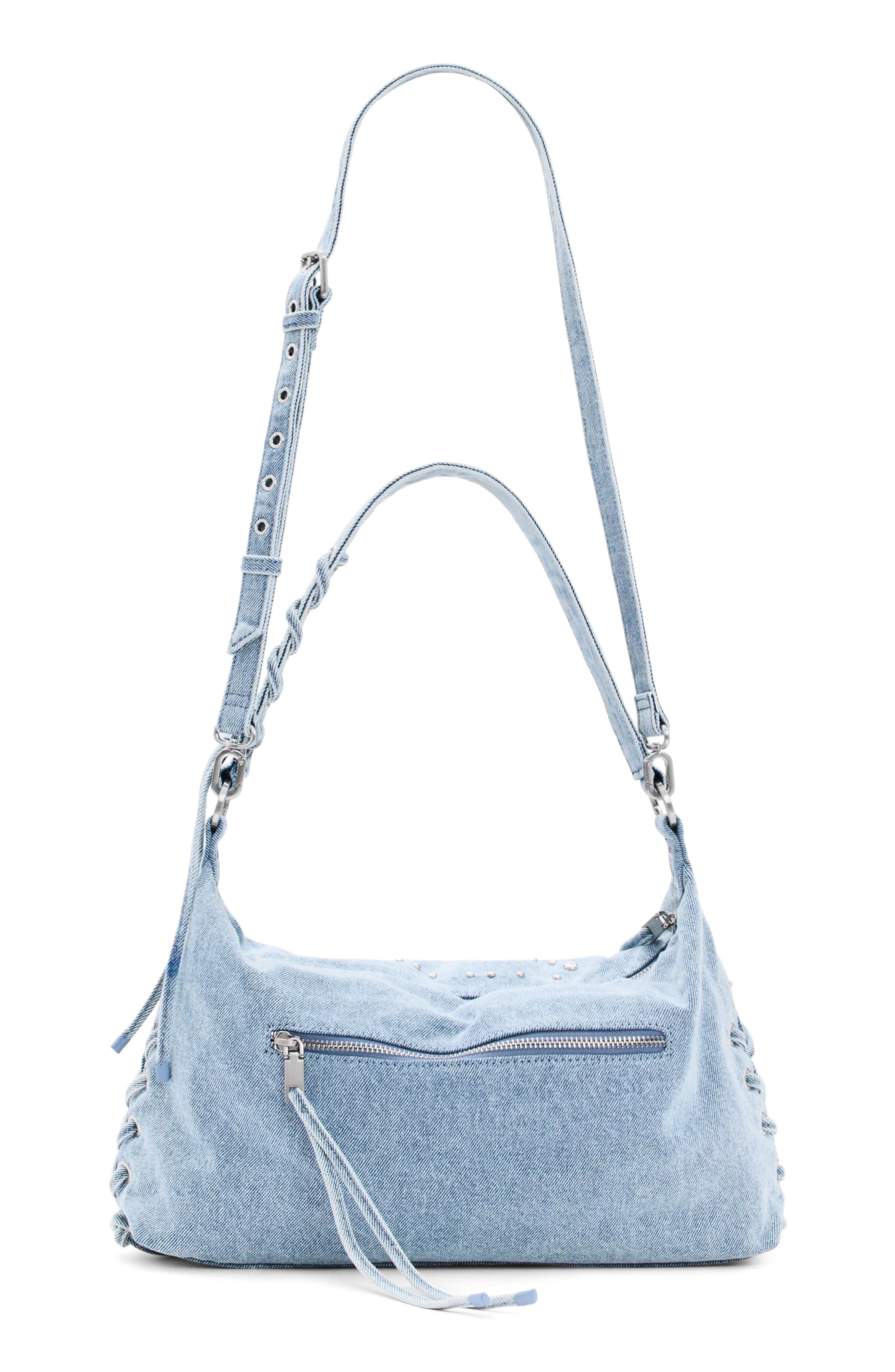 Medium Denim Shoulder Bag, Alternate, color, LIGHT BLUE