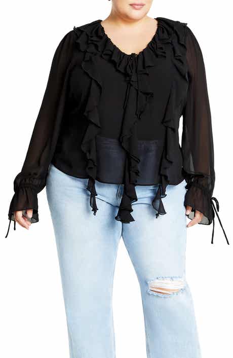 City Chic Felix Ruffle Long Sleeve Tiered Dress