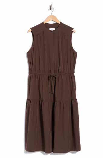 Drawstring A-Line Midi Dress