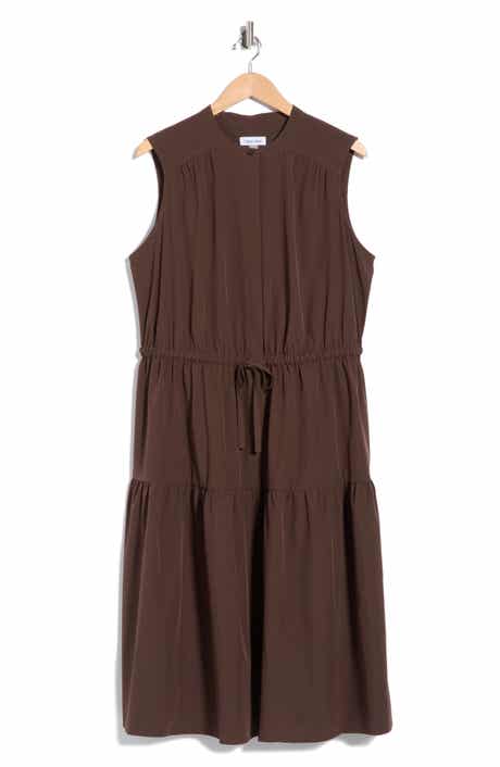 Drawstring A-Line Midi Dress