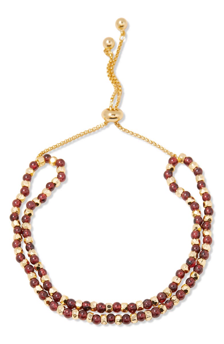 Brook and York Evette Birthstone Beaded Slider Bracelet, Main, color, Gold January