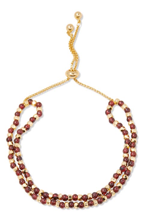 Evette Birthstone Beaded Slider Bracelet