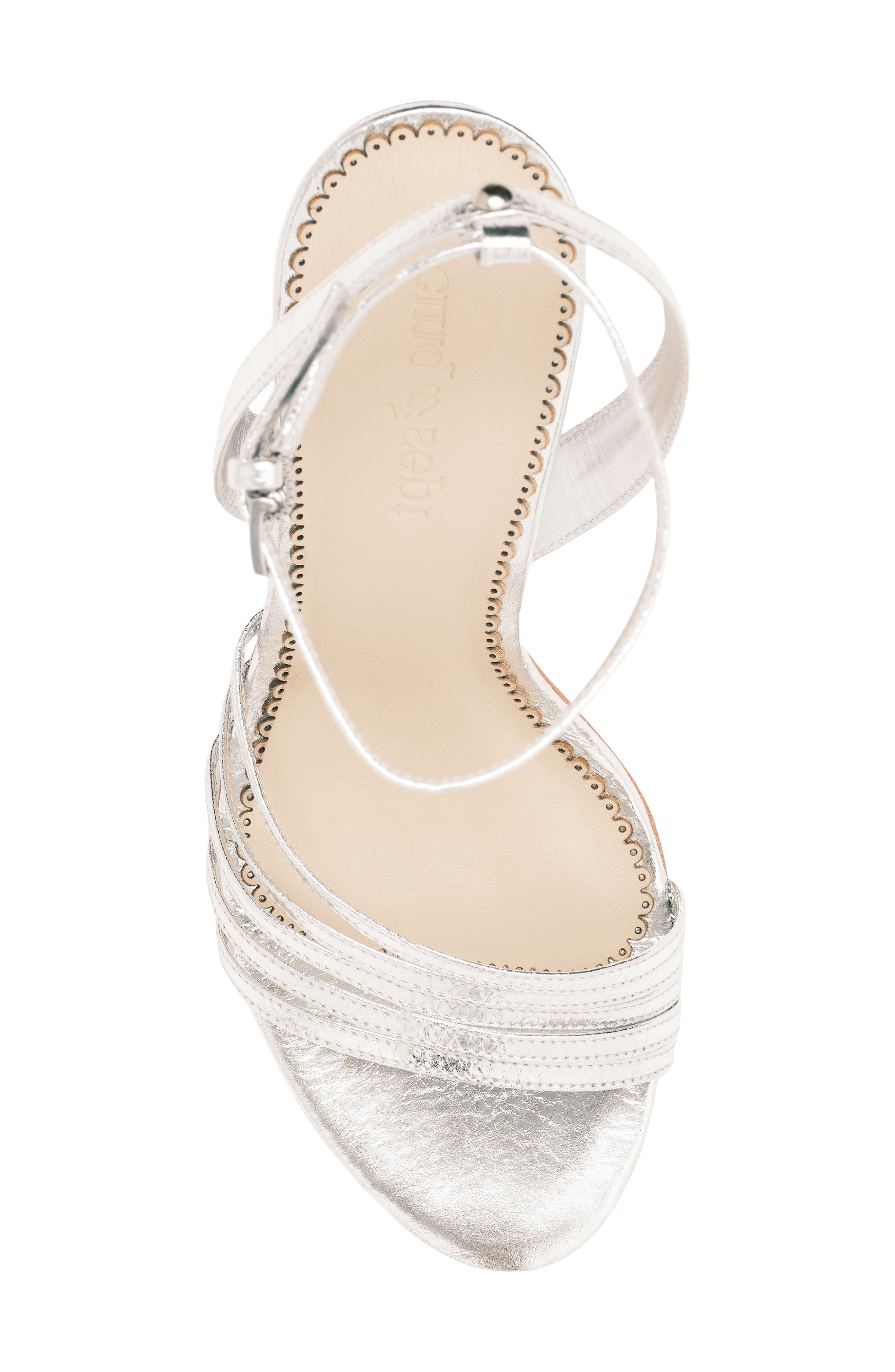 Jackie Metallic Leather Strappy Sandal, Alternate, color, SILVER