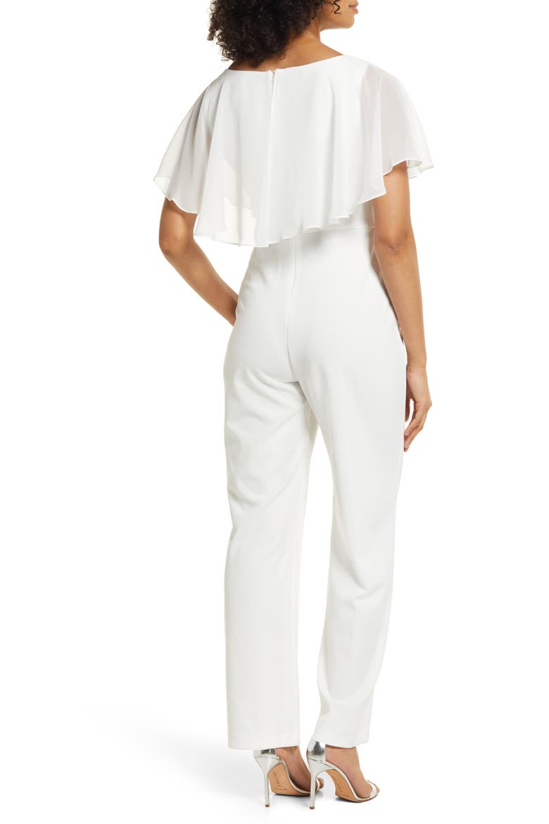 Chiffon Cape Jumpsuit, Alternate, color, IVORY
