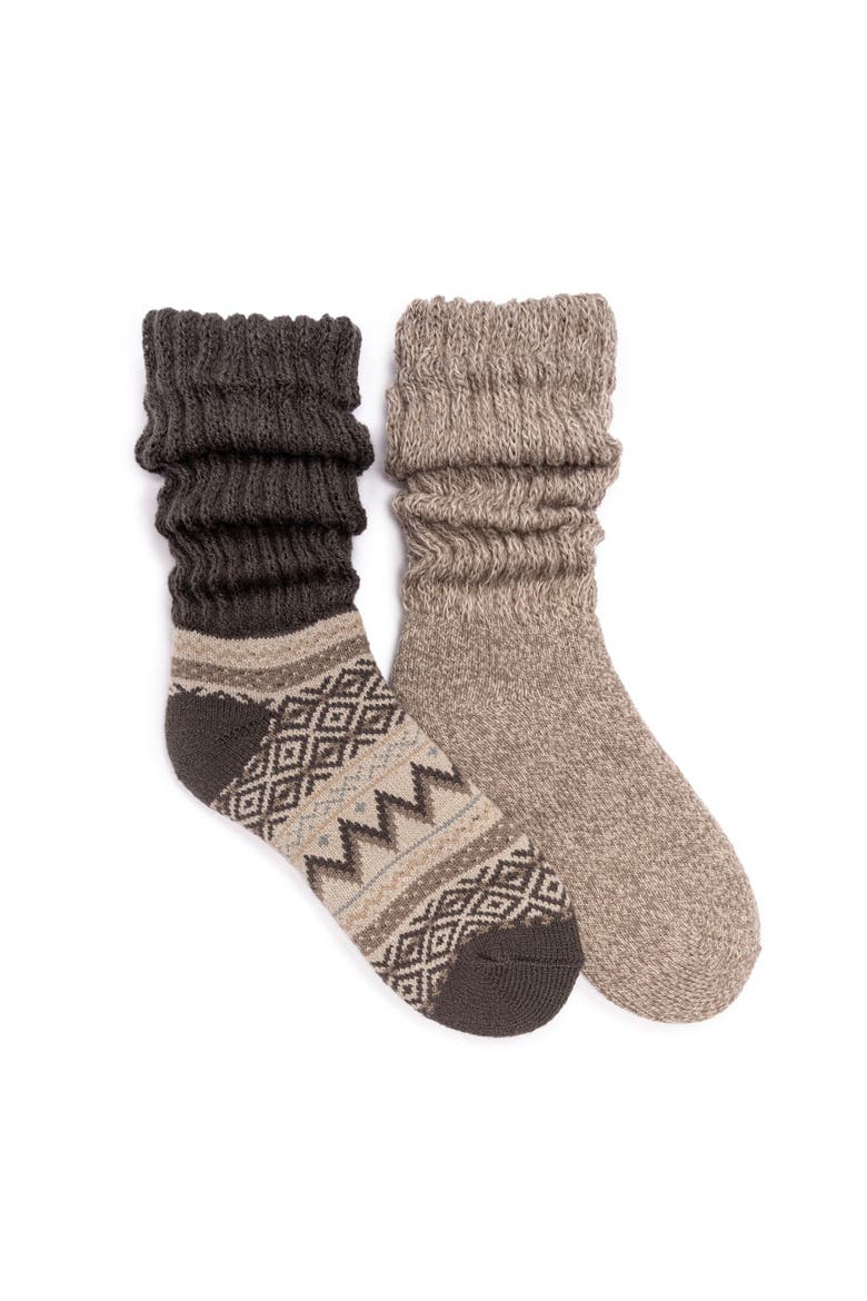 Slouch Heat Retainer Socks 2 Pair Pack, Main, color, Brown