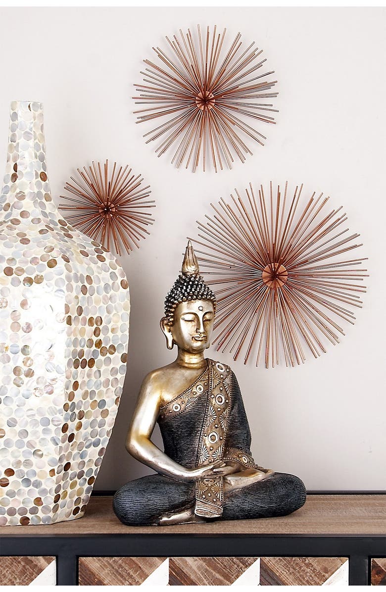 COSMO BY COSMOPOLITAN Copper Metal 3D Starburst Wall Decor - Set of 3, Main, color,