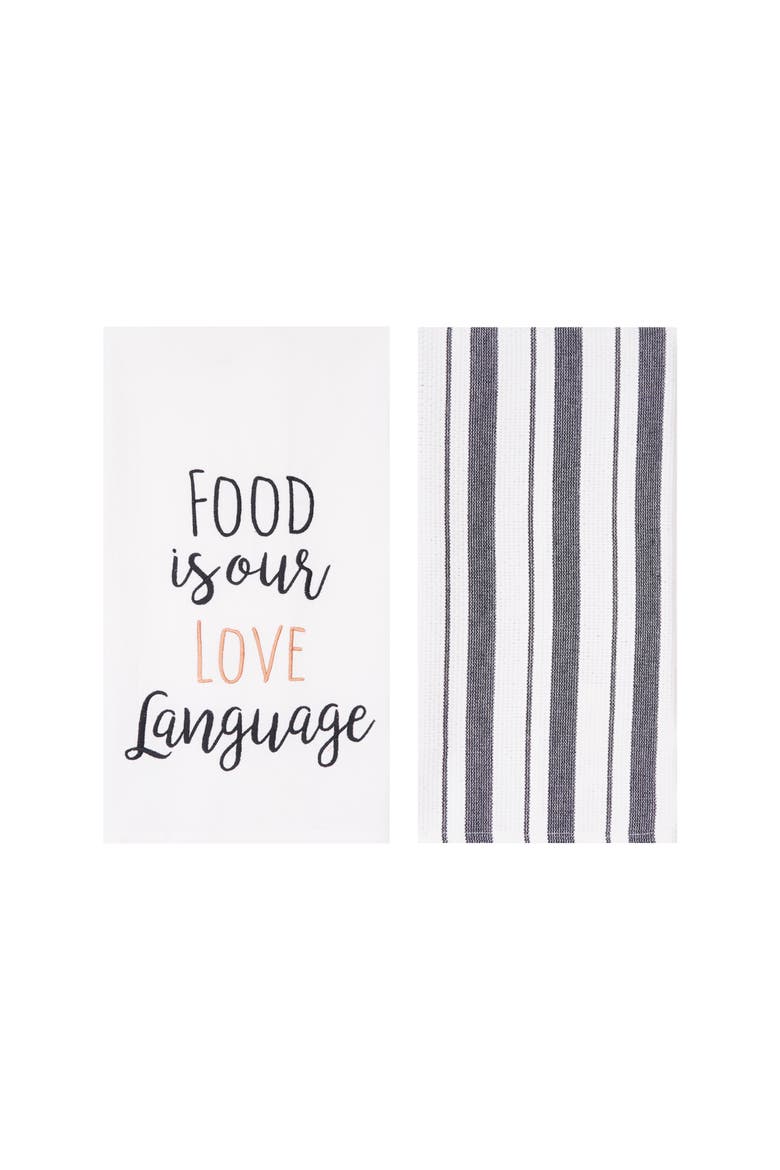 Food Is Our Love Language Kitchen Towels Set of 2, Main, color, White