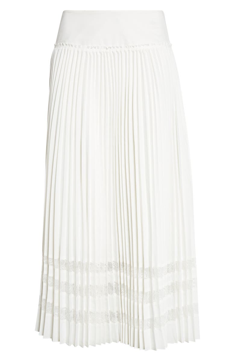 3.1 Phillip Lim Lace Trim Crepe Pleat Midi Skirt, Alternate, color, White