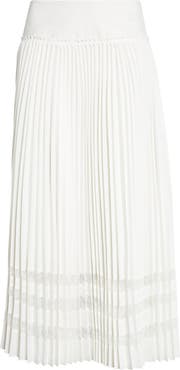 3.1 Phillip Lim Lace Trim Crepe Pleat Midi Skirt