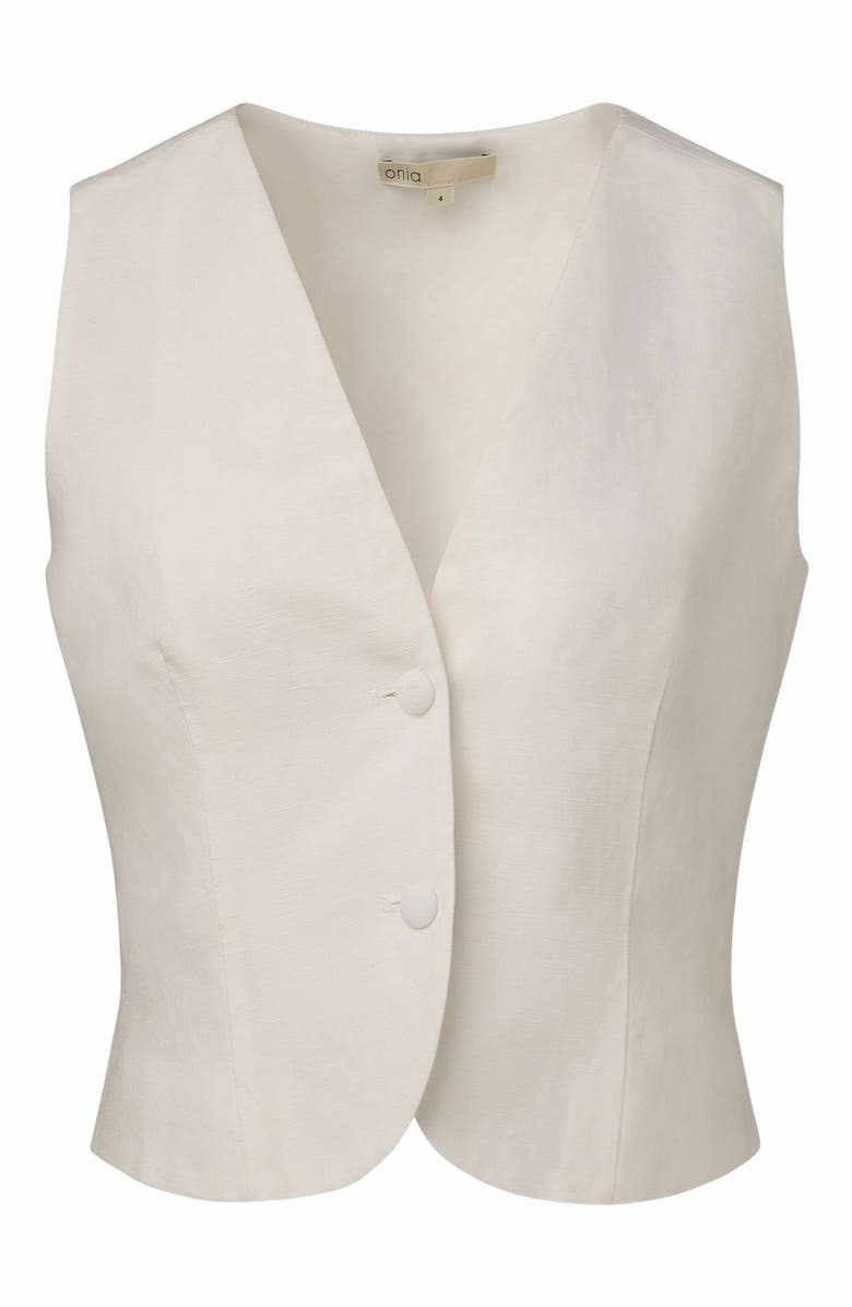Onia Air Linen Relaxed Vest, Alternate, color, White