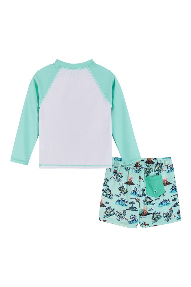 Long Sleeve Rashguard T-Shirt & Swim Shorts Set, Alternate, color, BLUE