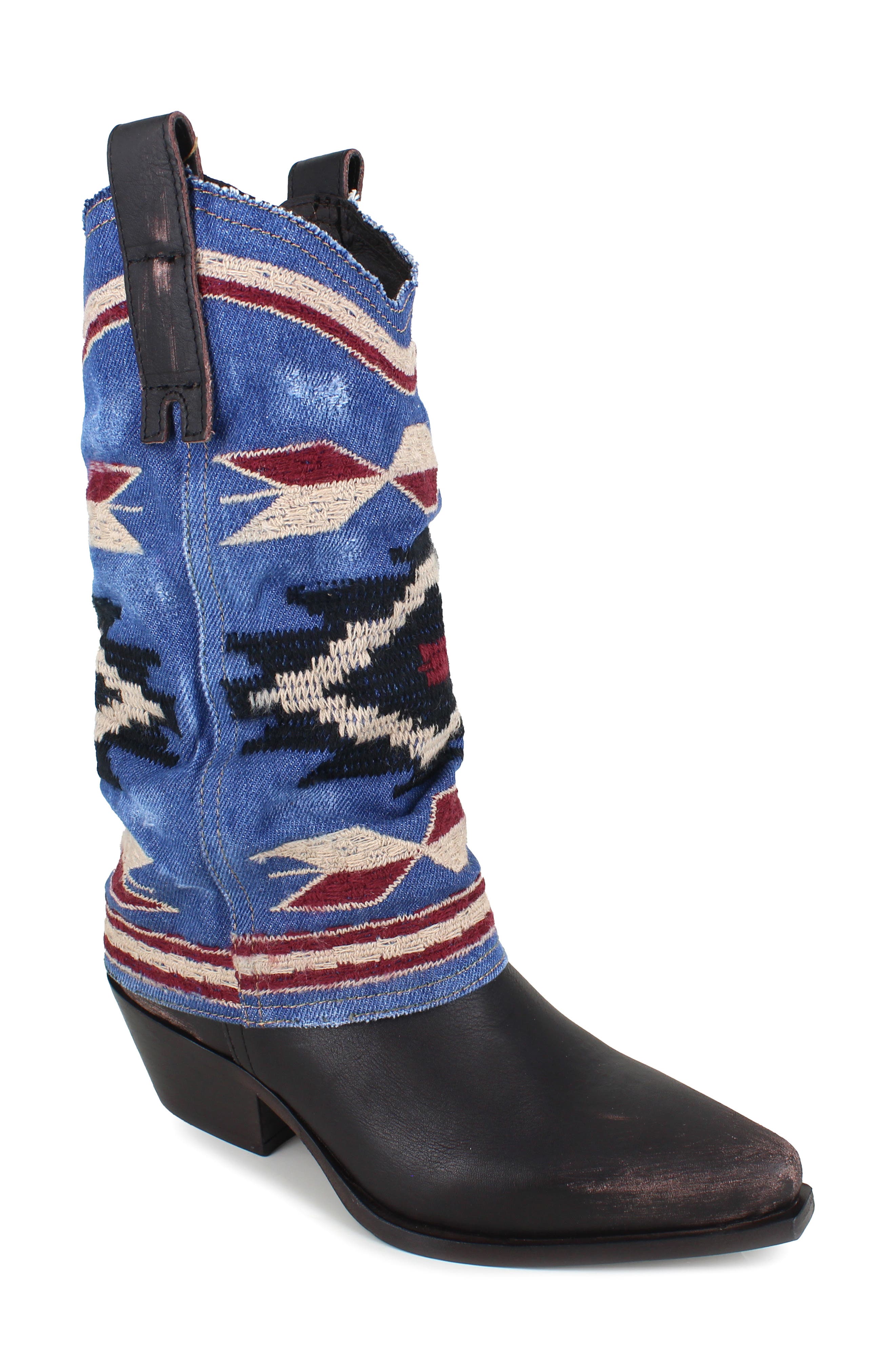 Amira Cowboy Boot, Main, color, BLUE DENIM