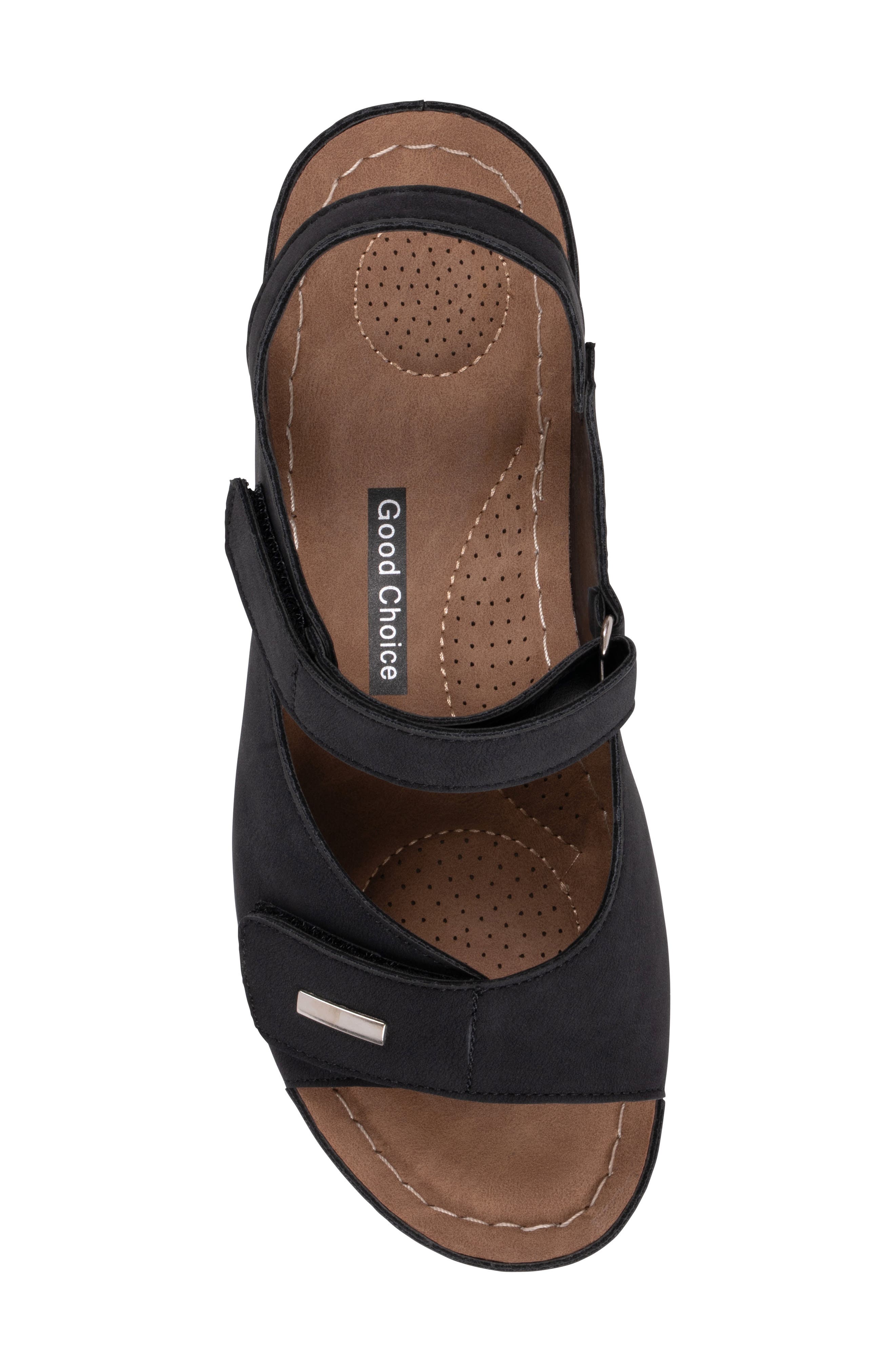 GOOD CHOICE NEW YORK Keltie Wedge Sandal, Alternate, color, Black