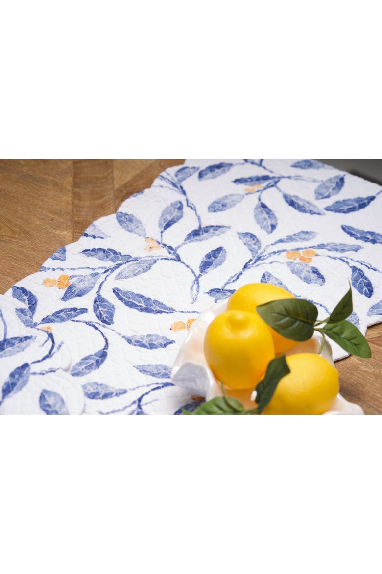 Laurelwood Vine Berries 100% Cotton Quilted Table Runner 14" x 51", Alternate, color, Blue