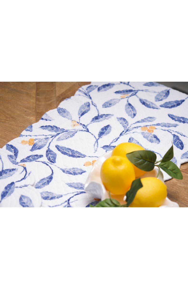 C&F Home Laurelwood Vine and Berries Quilted Table Runner 14" x 51", Alternate, color, Blue