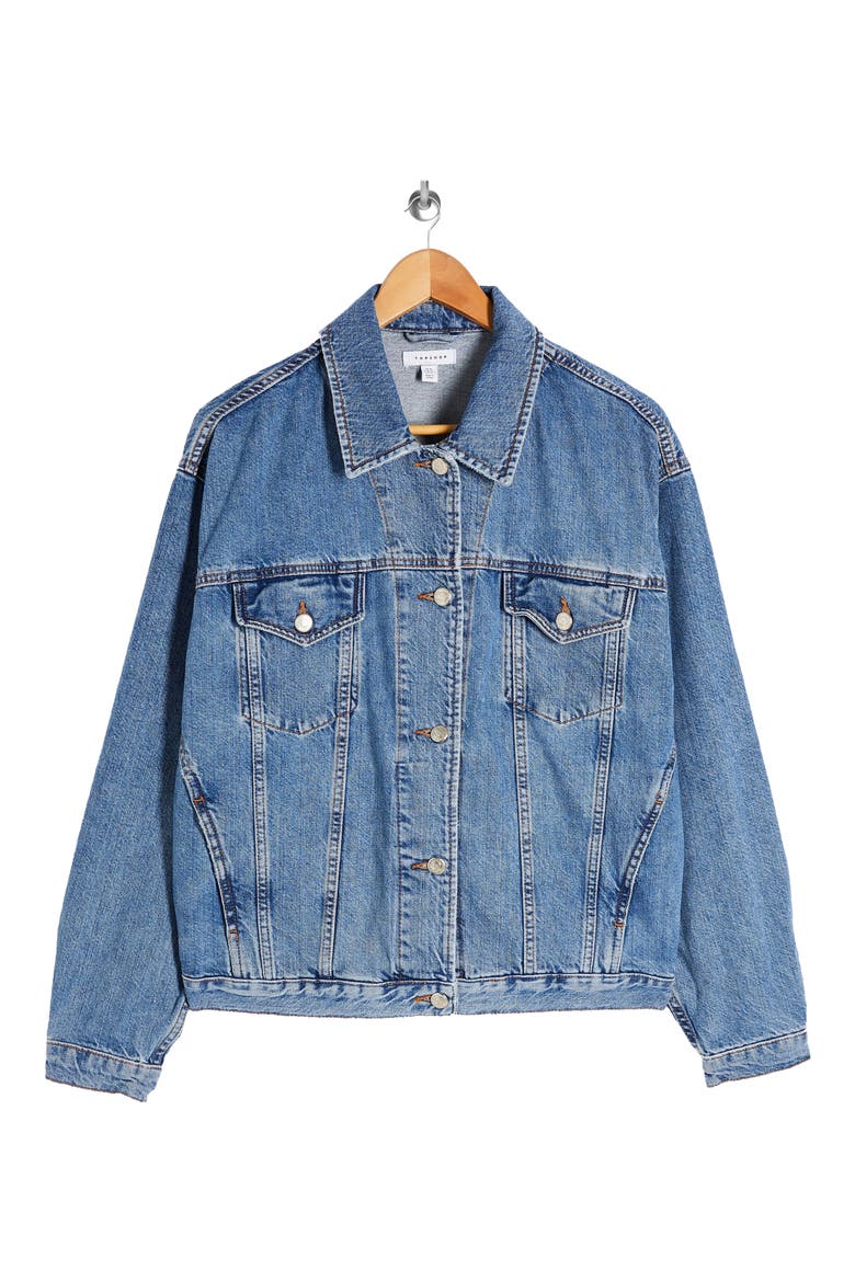 Oversize Denim Jacket, Alternate, color, MID DENIM