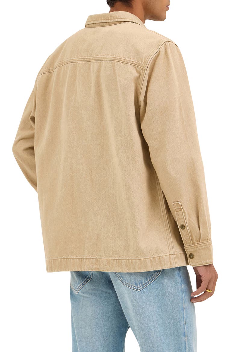 Cotton Blend Twill Snap-Up Overshirt, Alternate, color, CAPPUCINO