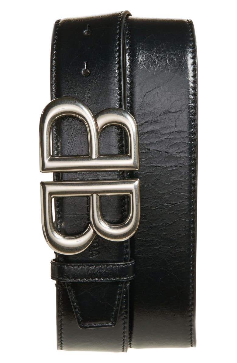 Balenciaga Monaco BB Calfskin Leather Belt, Main, color, 