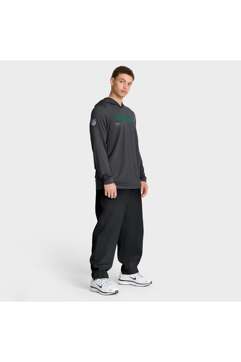 Men's Nike Anthracite Green Bay Packers Sideline Pure Fury Performance Long Sleeve Hoodie T-Shirt, Alternate, color, Anthracite