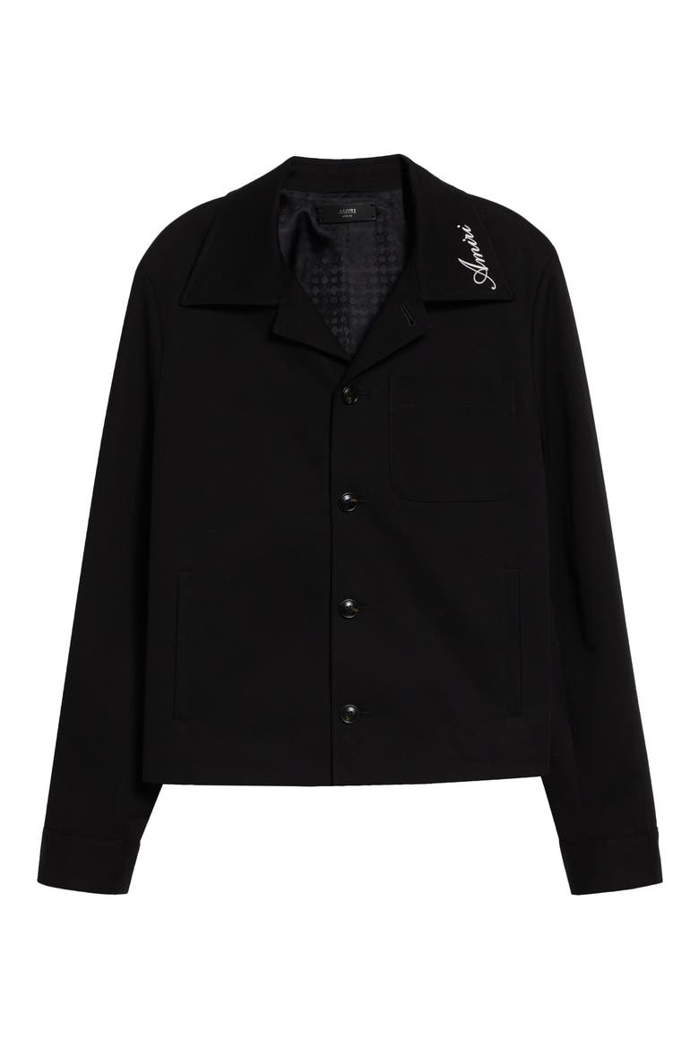 Script Collar Cotton Jacket, Alternate, color, BLACK