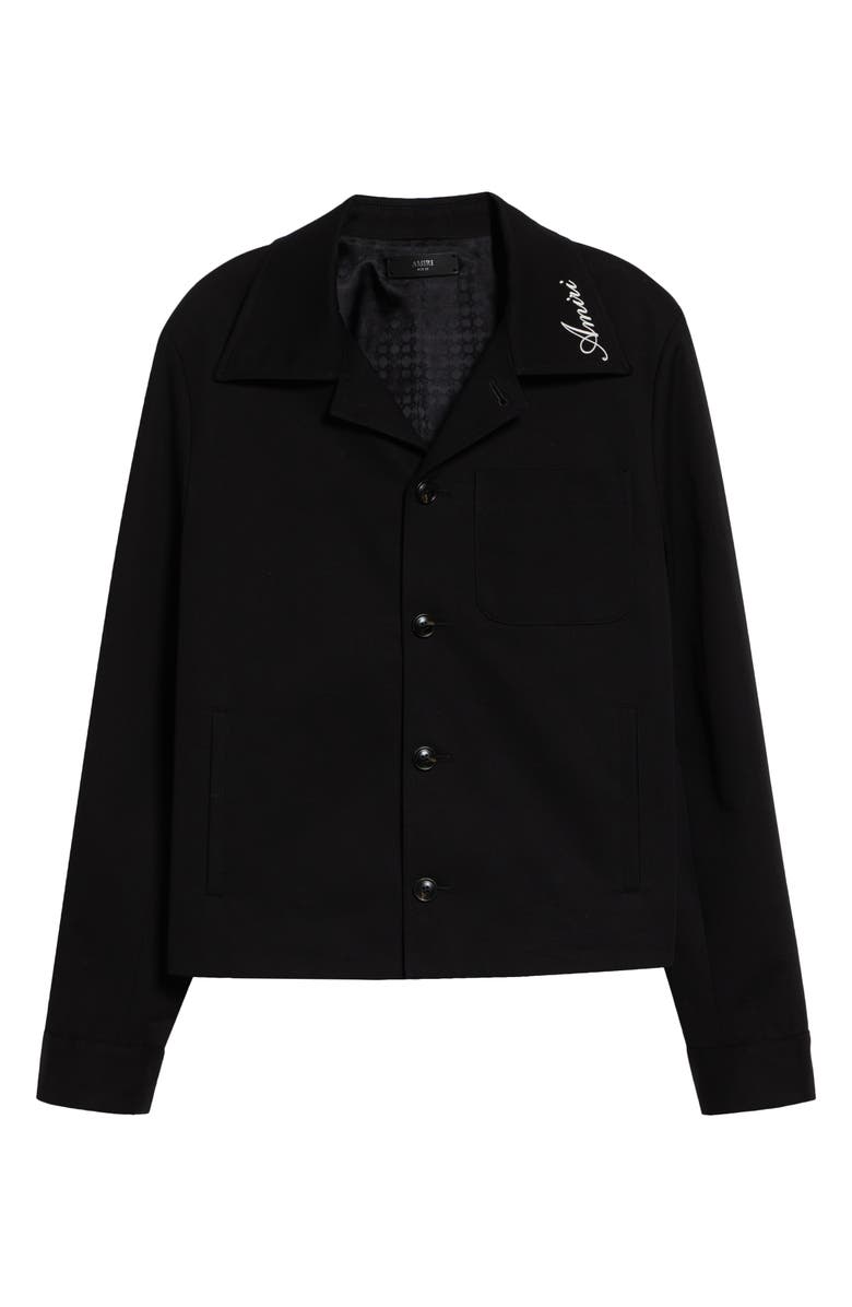 AMIRI Script Collar Cotton Jacket, Main, color, Black