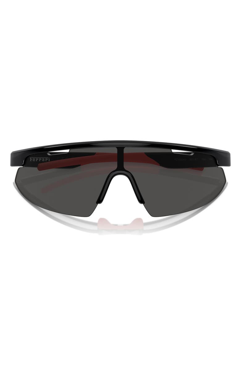 Scuderia Ferrari 141mm Irregular Shield Sunglasses, Alternate, color, Black