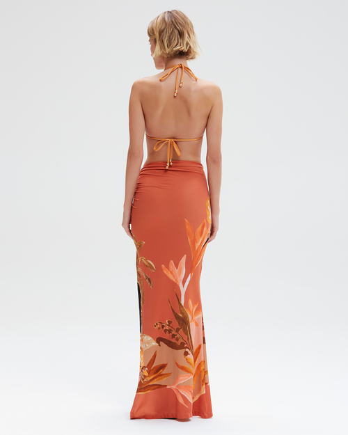 Patbo Bananier Ruched Maxi Skirt In Peach