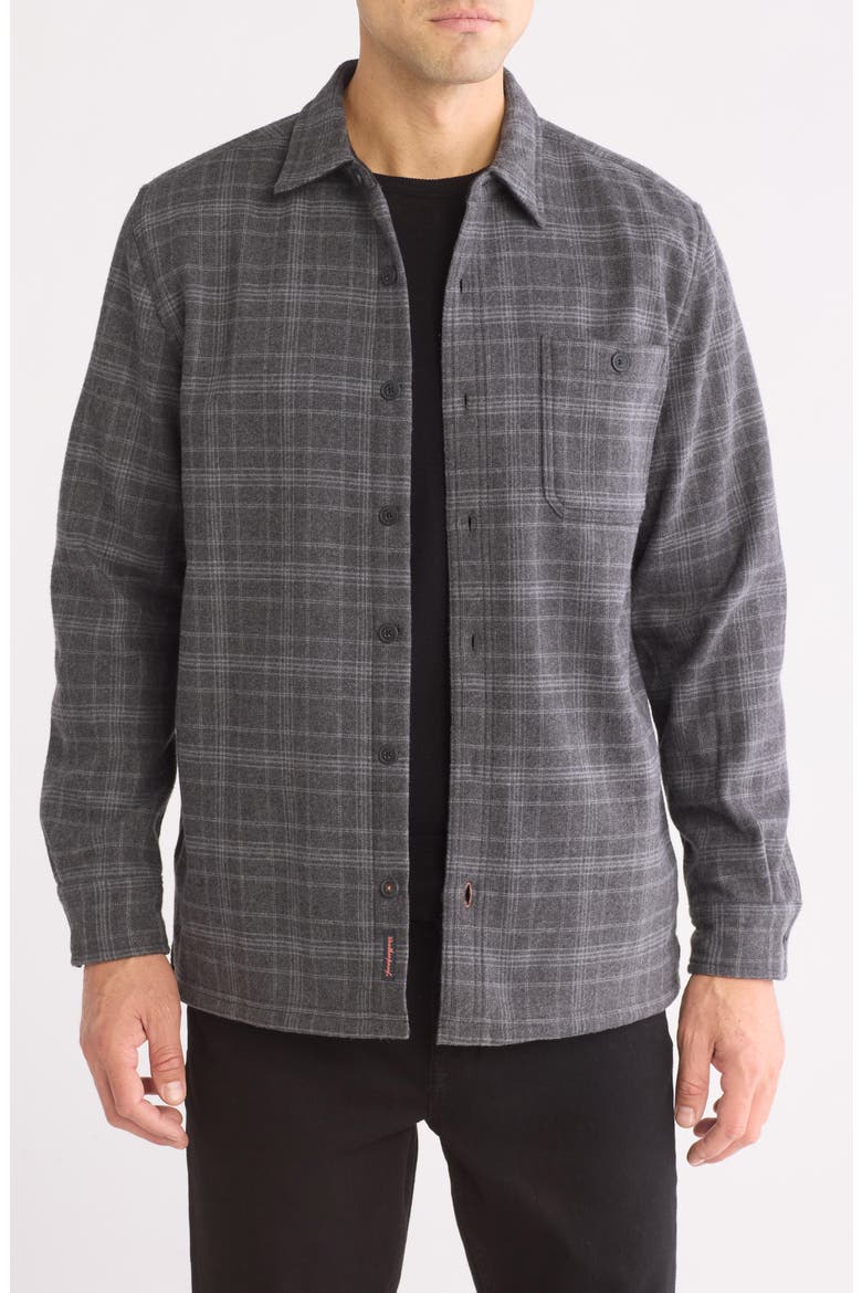 Plaid Flannel Fleece Bonded Shirt Jacket, Main, color, AFTER DARK