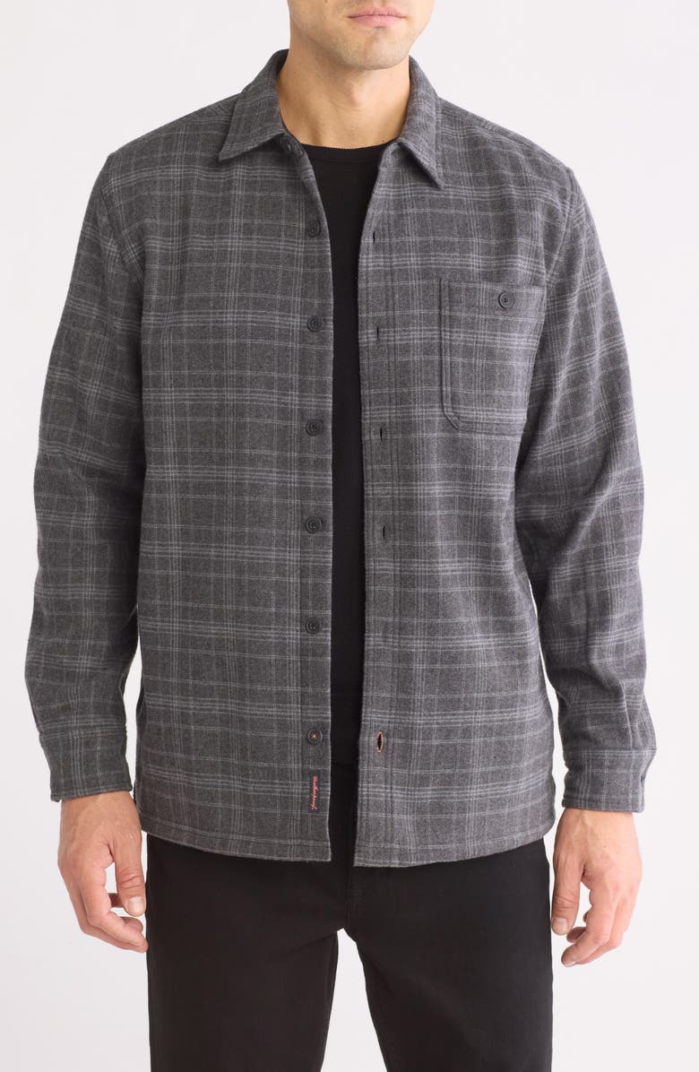 Weatherproof<sup>®</sup> Plaid Flannel Fleece Bonded Shirt Jacket, Main, color, After Dark