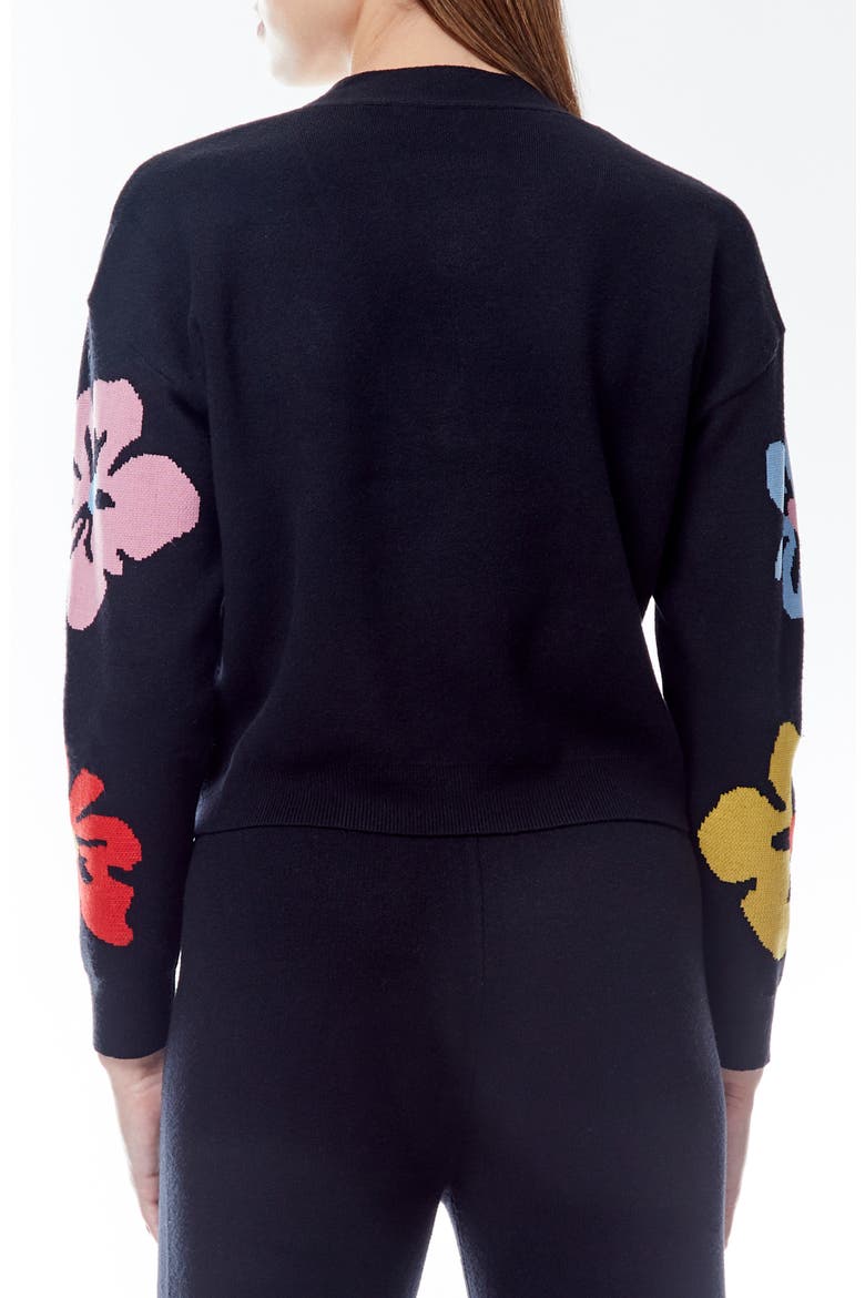 Frankie Pattern Cardigan, Alternate, color, BLACK/HIBISCUS BLOOM