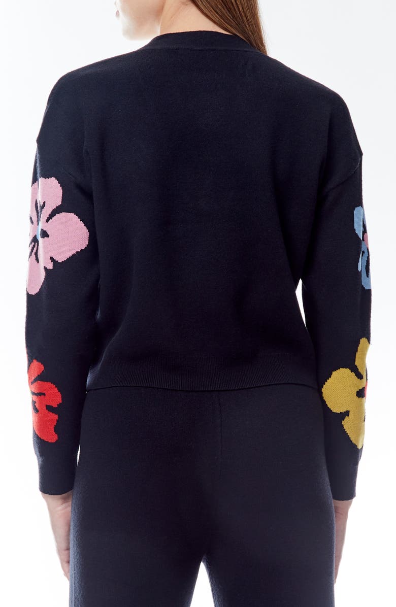 BY DESIGN Frankie Pattern Cardigan, Alternate, color, Black/Hibiscus Bloom