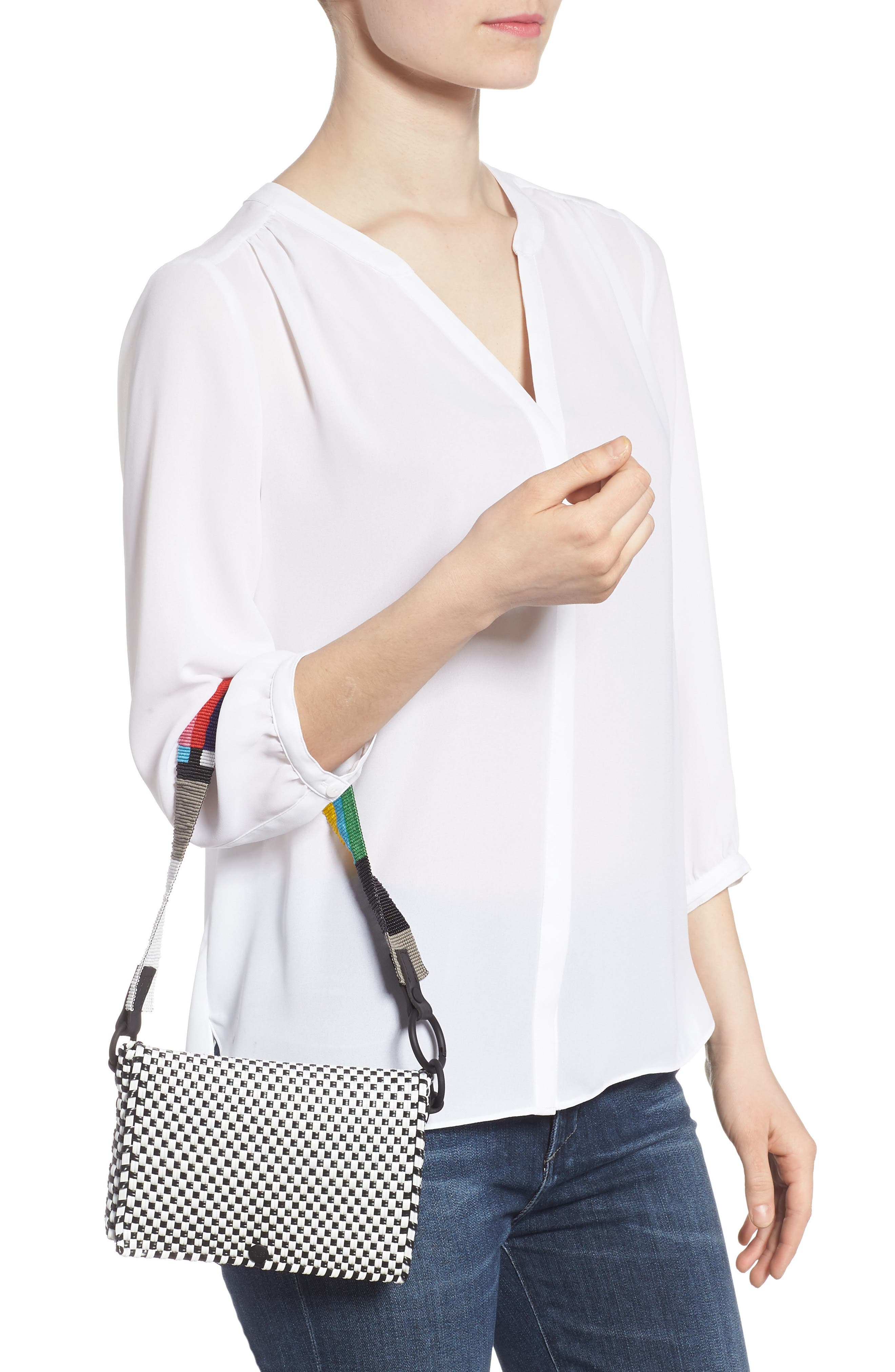 Truss Embellished Baguette Clutch, Alternate, color, 