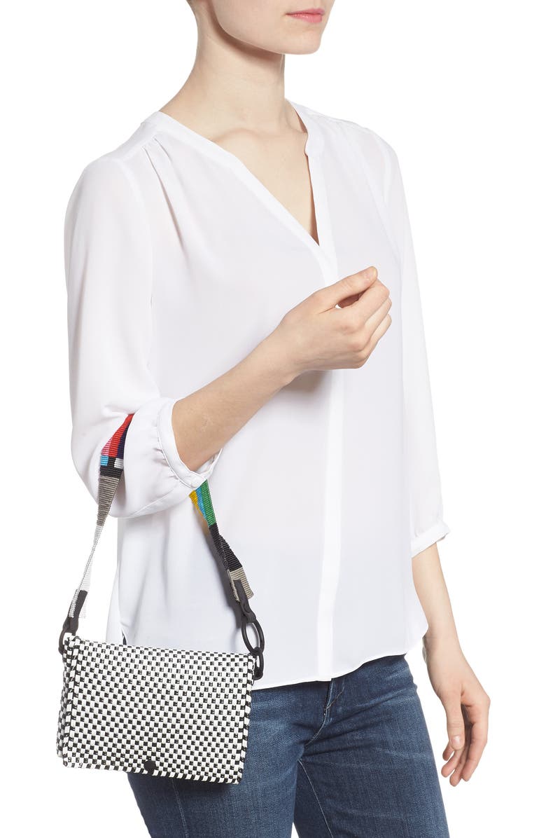 Truss Embellished Baguette Clutch, Alternate, color,