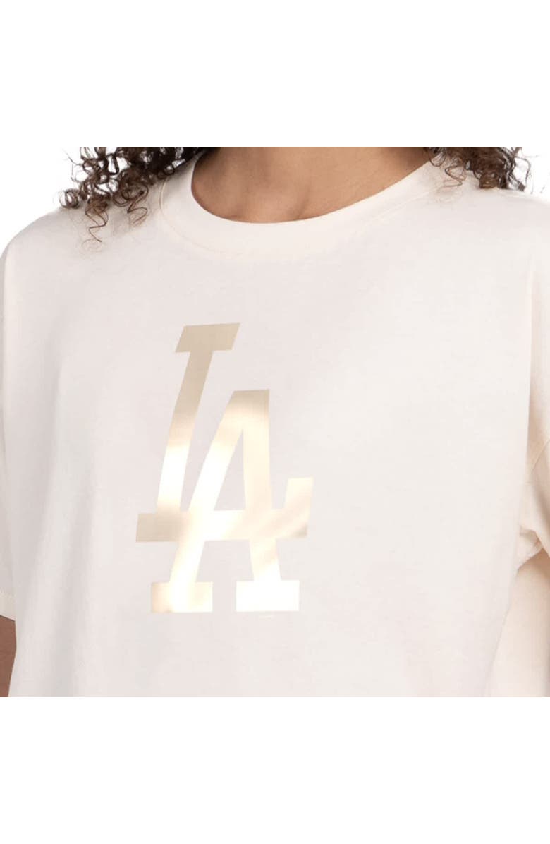 STARTER Women's Starter Cream Los Angeles Dodgers Pastels Boxy Cropped T-Shirt, Alternate, color, Cream
