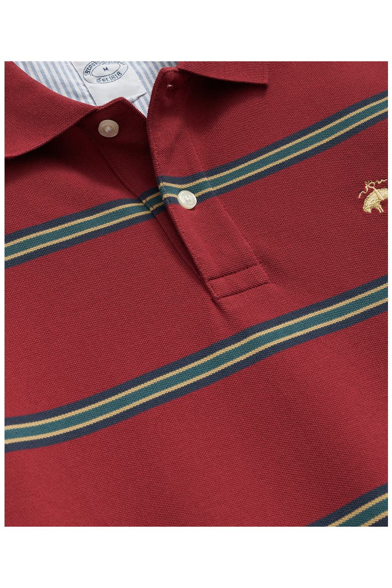Stretch Cotton Piqué Knit Long Sleeve Polo, Alternate, color, RED MULTI