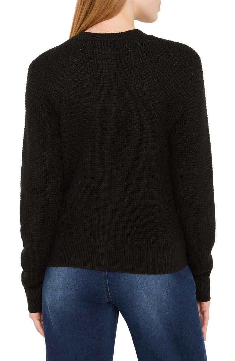 NIC+ZOE Waffle Stitch Cotton Blend Cardigan, Alternate, color, Black Onyx