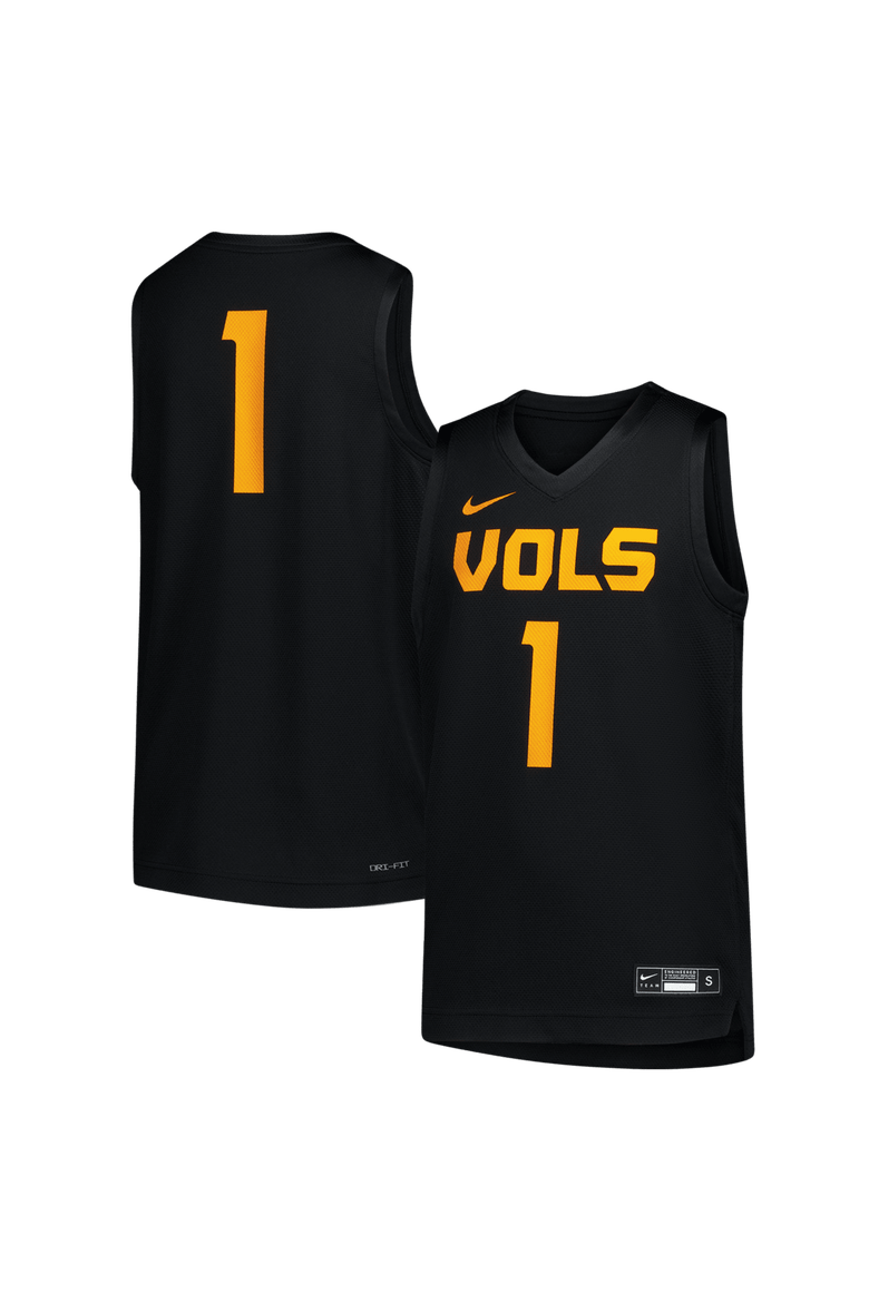 Youth Nike #1 Black Tennessee Volunteers Replica Basketball Jersey, Main, color, Black