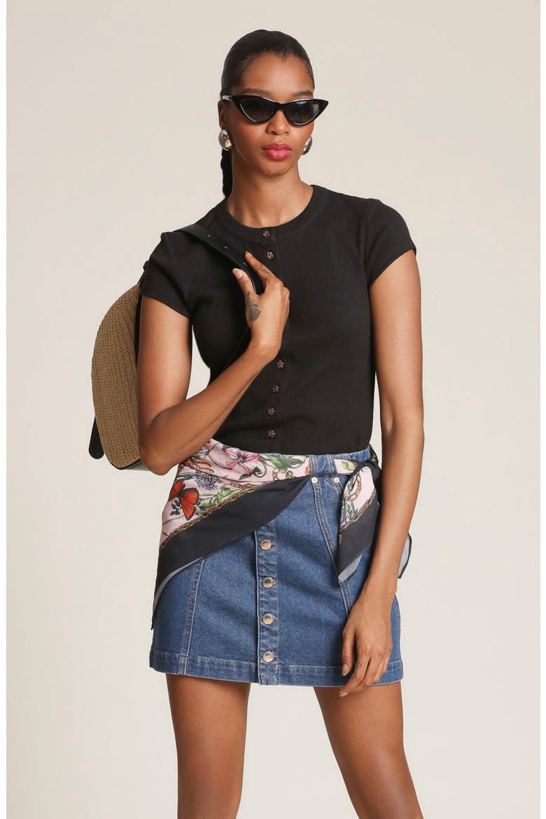 Side Panel Denim Skirt, Alternate, color, VICEROY WASH